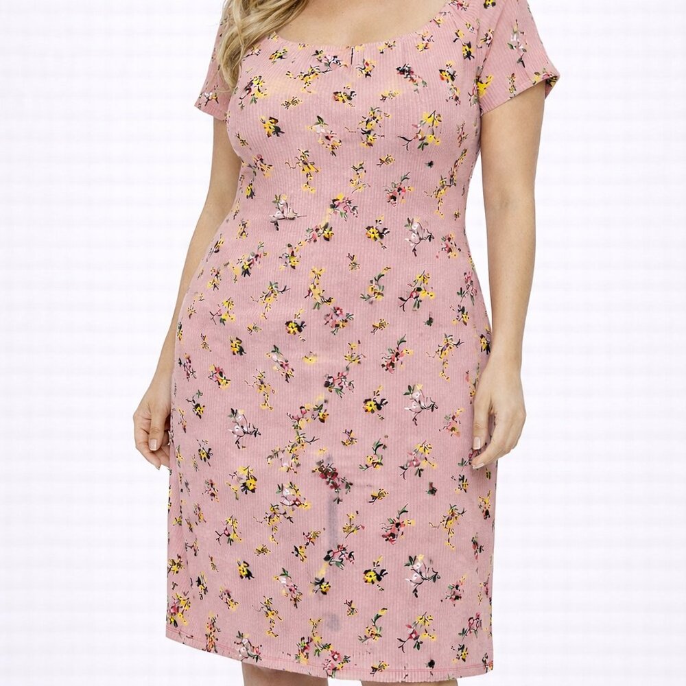 *NWT* Soft Blush Floral Midi Dress‎ | Lined & Stretchy | Romantic Fit | Sz. XL